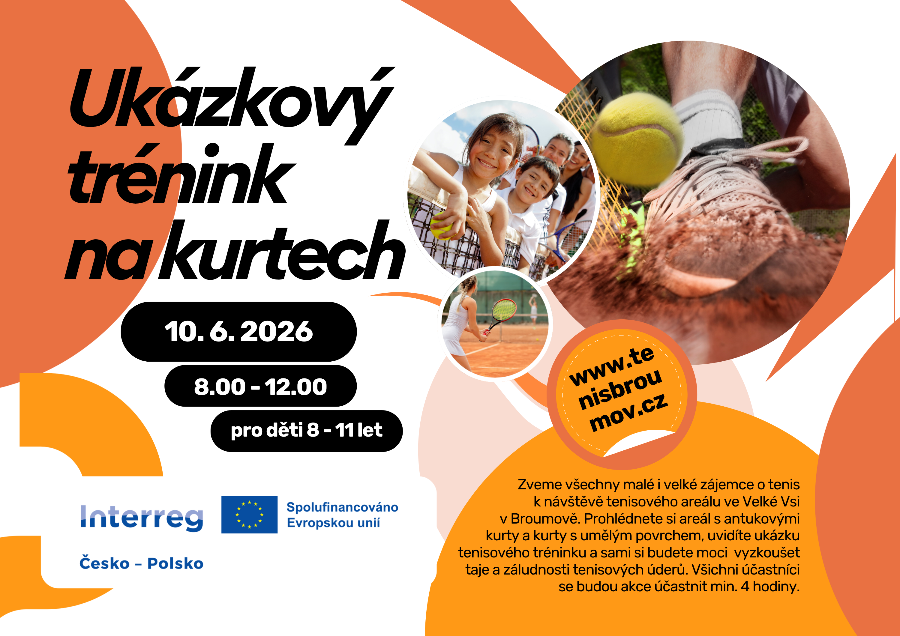 Plakát na ukázkový tenisový trénink